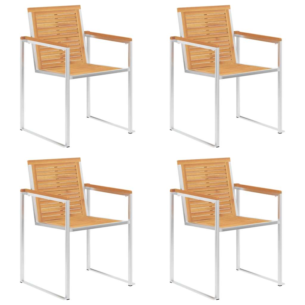 Καρέκλες Κήπου 4 τεμ. από Μασίφ Ξύλο Teak με Μαξιλάρια - PAKOBAZAAR