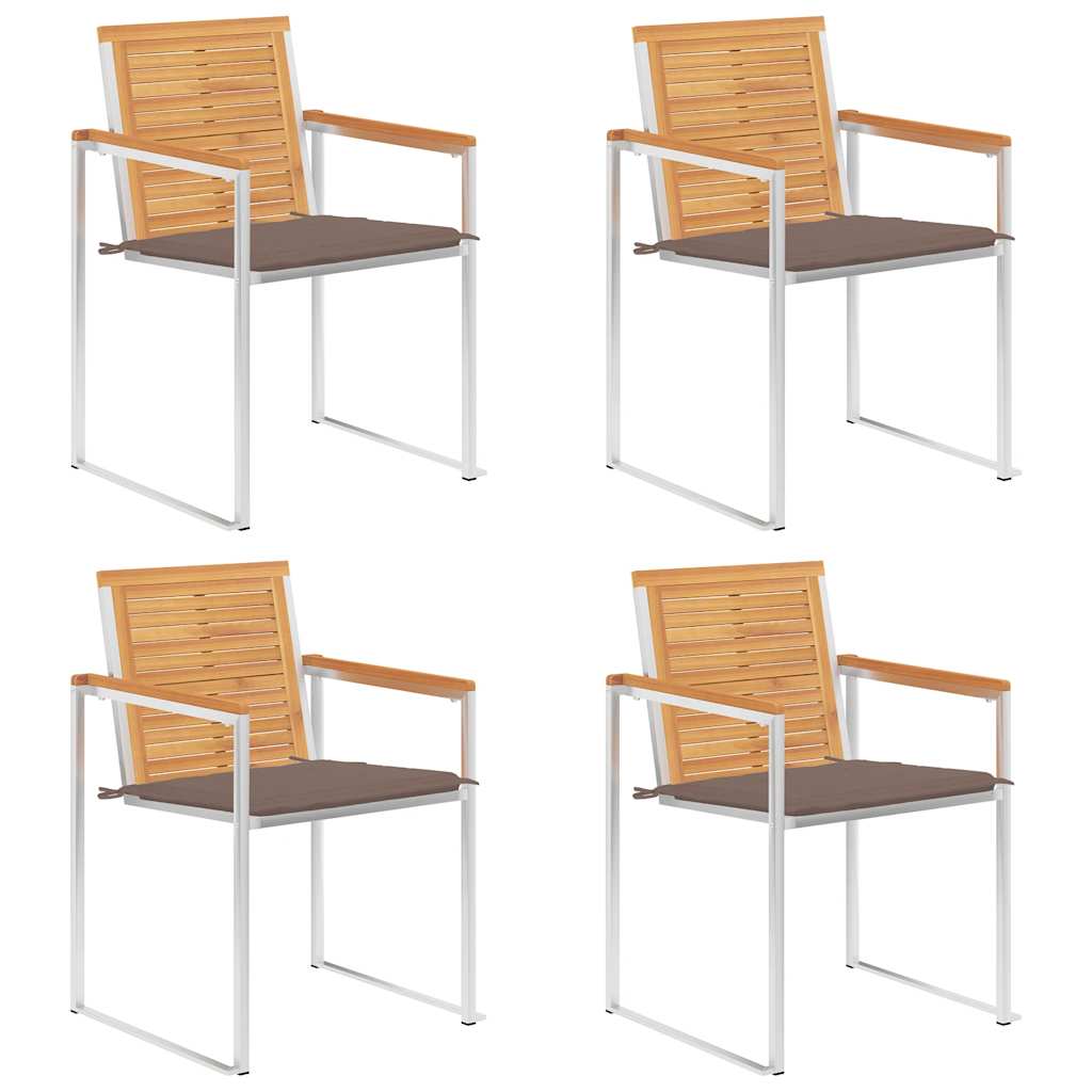 Καρέκλες Κήπου 4 τεμ. από Μασίφ Ξύλο Teak με Μαξιλάρια - PAKOBAZAAR