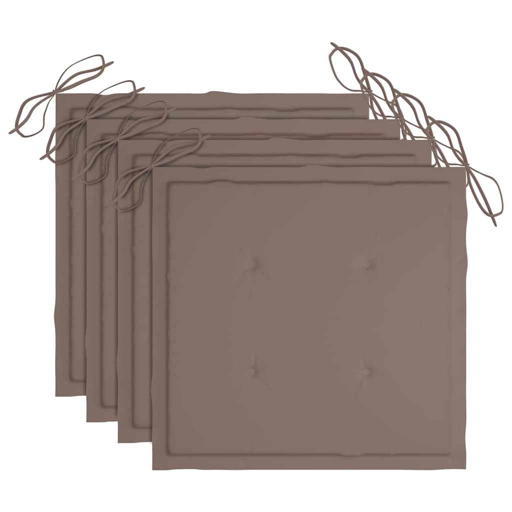 Καρέκλες Κήπου 4 τεμ. από Μασίφ Ξύλο Teak με Μαξιλάρια - PAKOBAZAAR