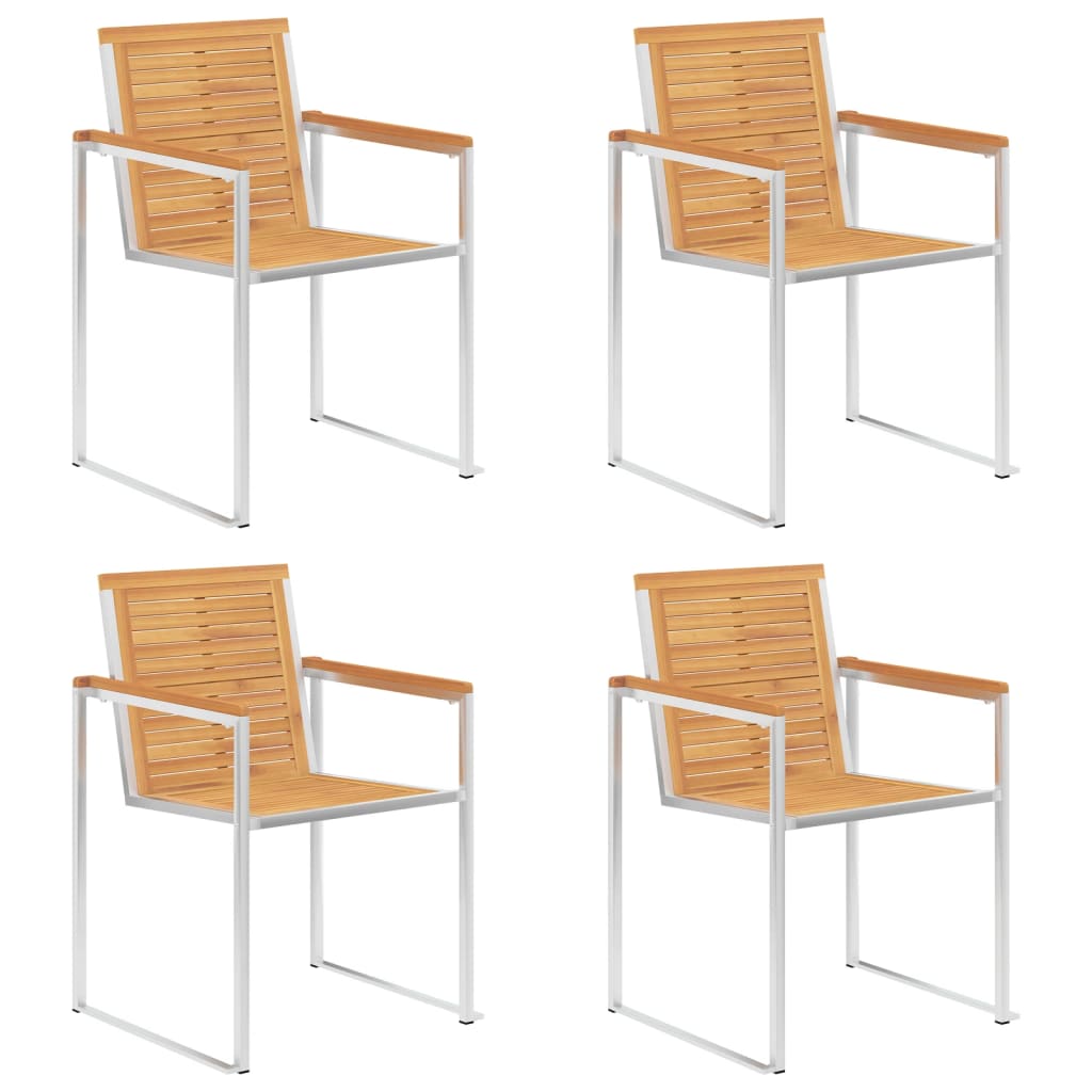 Καρέκλες Κήπου 4 τεμ. από Μασίφ Ξύλο Teak με Μαξιλάρια - PAKOBAZAAR