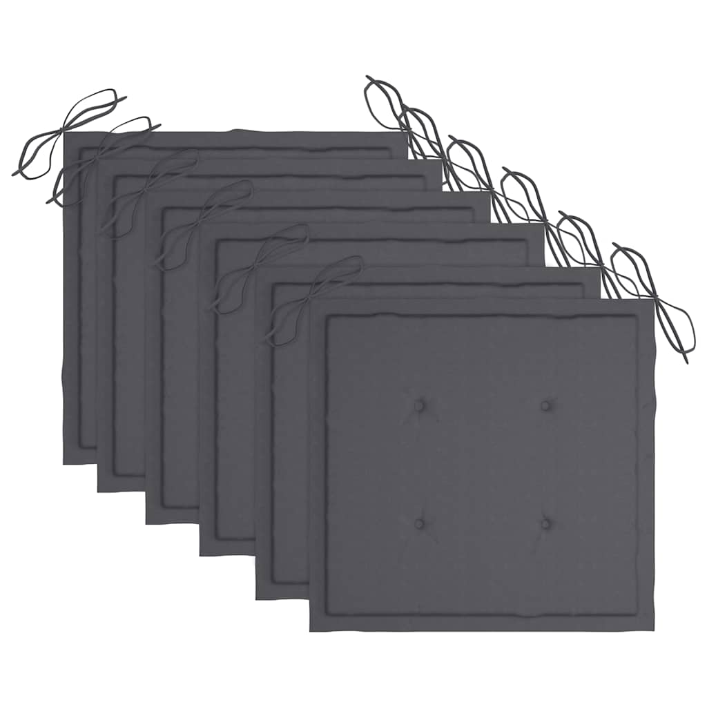 Καρέκλες Κήπου 6 τεμ. από Μασίφ Ξύλο Teak με Μαξιλάρια - PAKOBAZAAR