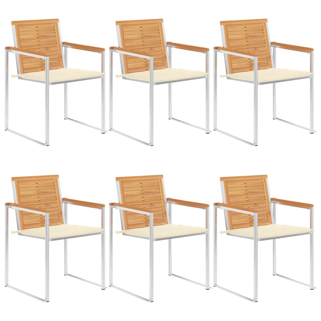 Καρέκλες Κήπου 6 τεμ. από Μασίφ Ξύλο Teak με Μαξιλάρια - PAKOBAZAAR