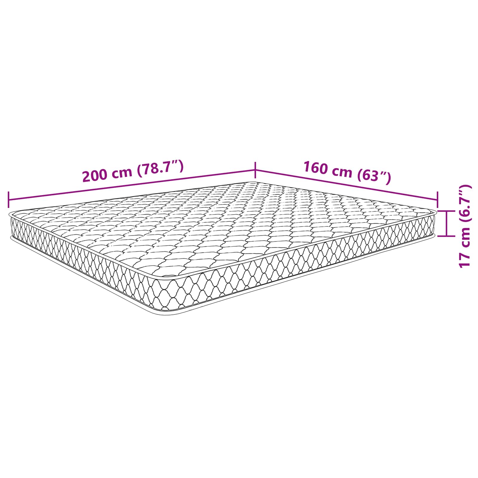 Στρώμα  Στρώμα Μαλακό Λευκό 200 x 160 x 17 εκ PU Αφρός