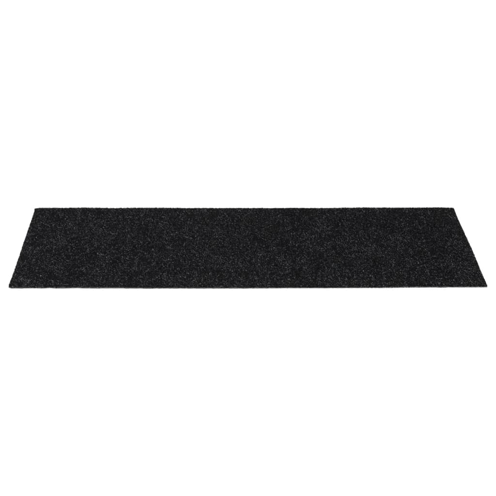 Πατάκια Σκαλιών Αυτοκόλλητα 15 τεμ. Μαύρα Ορθογώνια 60x25 εκ.