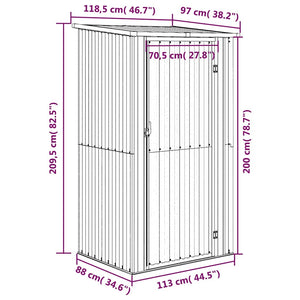 Αποθήκη Κήπου Γκρι 118,5 x 97 x 209,5 εκ. Γαλβανισμένο Ατσάλι - Pakobazaar
