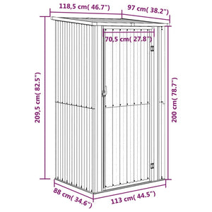 Αποθήκη Κήπου Καφέ 118,5 x 97 x 209,5 εκ. από Γαλβανισμένο Ατσάλι - PAKOBAZAAR