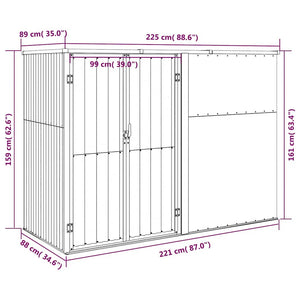 Αποθήκη Εργαλείων Κήπου Πράσινη 225x89x161 εκ. Γαλβαν. Ατσάλι