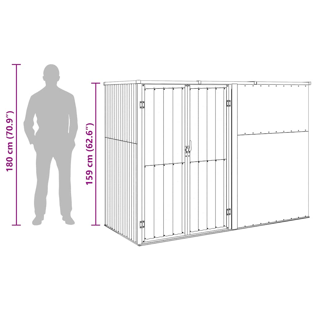 Αποθήκη Εργαλείων Κήπου Πράσινη 225x89x161 εκ. Γαλβαν. Ατσάλι