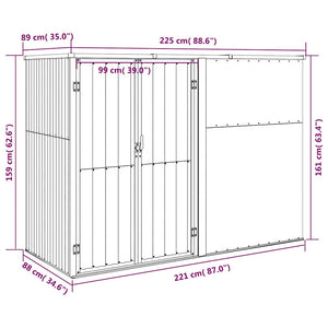 Αποθήκη Εργαλείων Κήπου Ανθρακί 225x89x161 εκ. Γαλβαν. Ατσάλι