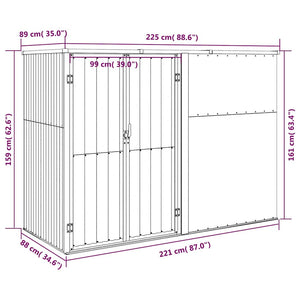 Αποθήκη Εργαλείων Κήπου Καφέ 225x89x161 εκ. Γαλβαν. Ατσάλι