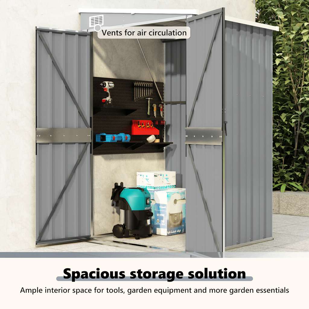 Αποθήκη Κήπου Επιτοίχια Γκρι 118x100x178 εκ. Γαλβ. Χάλυβας