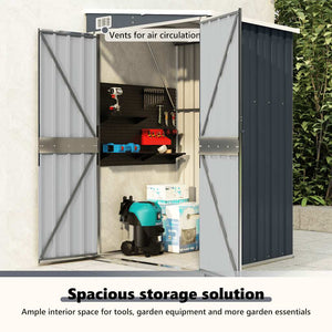 Αποθήκη Κήπου Επιτοίχια Ανθρακί 118 x 100 x 178 εκ. από Ατσάλι