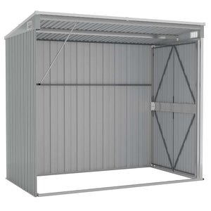 Αποθήκη Κήπου Επιτοίχια Γκρι 118x194x178 εκ από Γαλβ. Ατσάλι