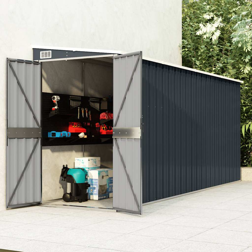 Αποθήκη Κήπου Επιτοίχια Ανθρακί 118 x 382 x 178 εκ. από Ατσάλι