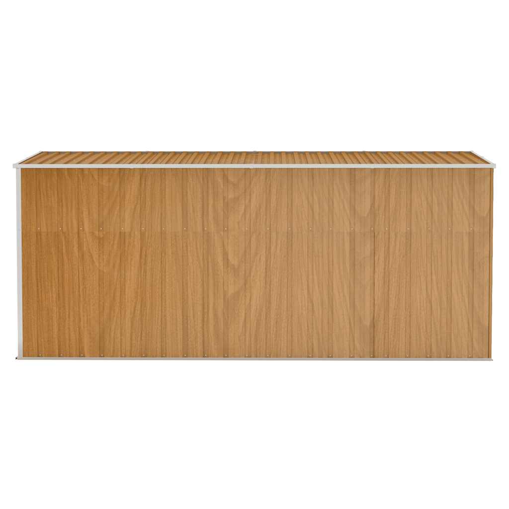 Επιτοίχια Αποθήκη Κήπου Καφέ 118x382x178 εκ. από Γαλβανισμένο Ατσάλι