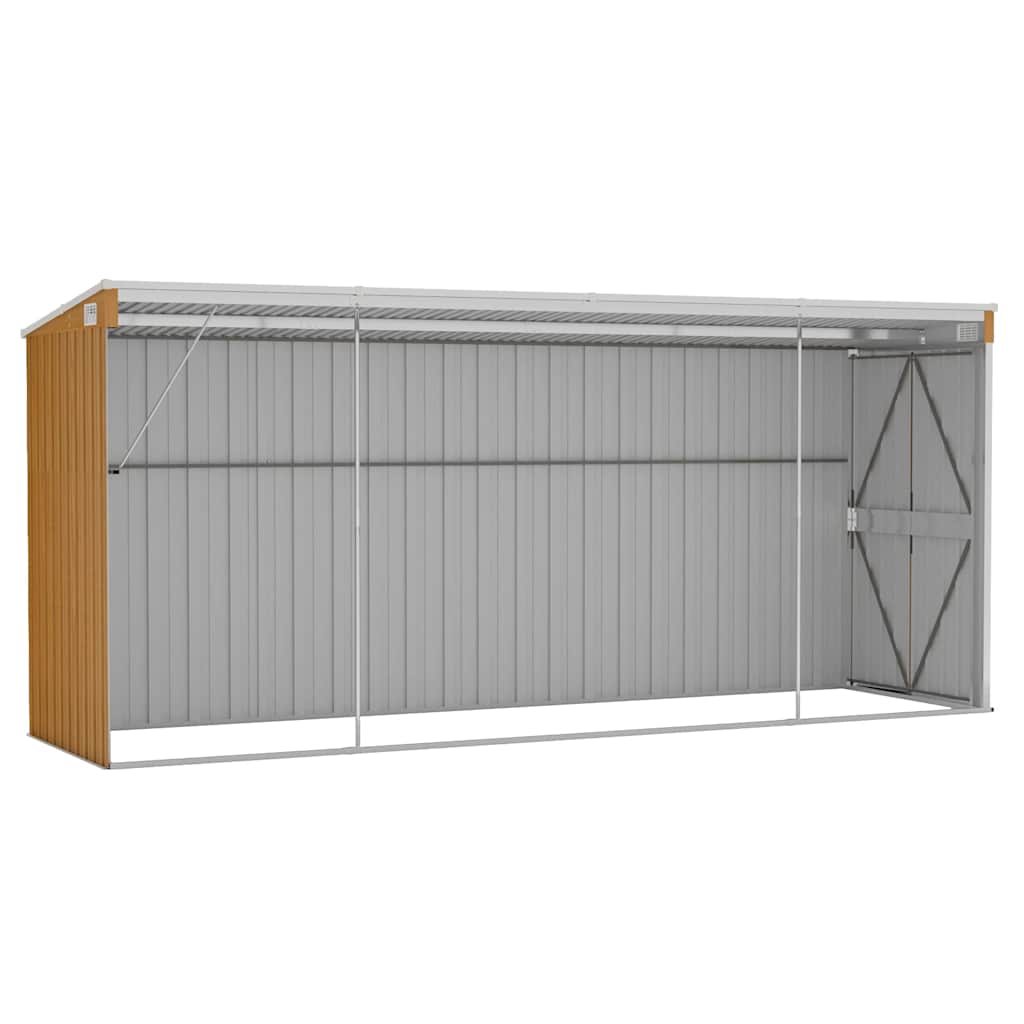 Επιτοίχια Αποθήκη Κήπου Καφέ 118x382x178 εκ. από Γαλβανισμένο Ατσάλι