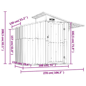 Αποθήκη Κήπου Πράσινη 270x130x208,5 εκ. Γαλβανισμένο Ατσάλι