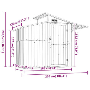 Αποθήκη Κήπου Γκρι 270x130x208,5 εκ. Γαλβανισμένο Ατσάλι