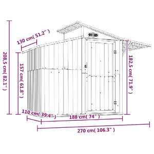 Αποθήκη Κήπου Καφέ 270x130x208,5 εκ. από Γαλβανισμένο Ατσάλι