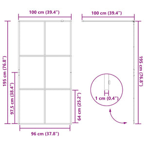 Διαχωριστικό Ντουζιέρας Μαύρο 100 x 195 εκ. Διαφανές Γυαλί ESG - PAKOBAZAAR
