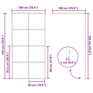 Διαχωριστικό Ντουζιέρας Μαύρο 100 x 195 εκ. Διαφανές Γυαλί ESG - PAKOBAZAAR