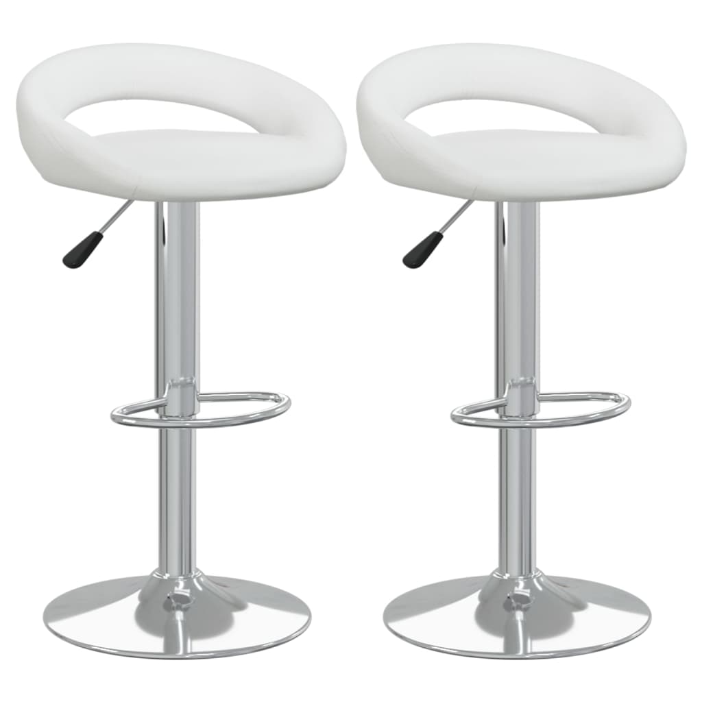 Σκαμπό Μπαρ 2 τεμ. Λευκά από Συνθετικό Δέρμα