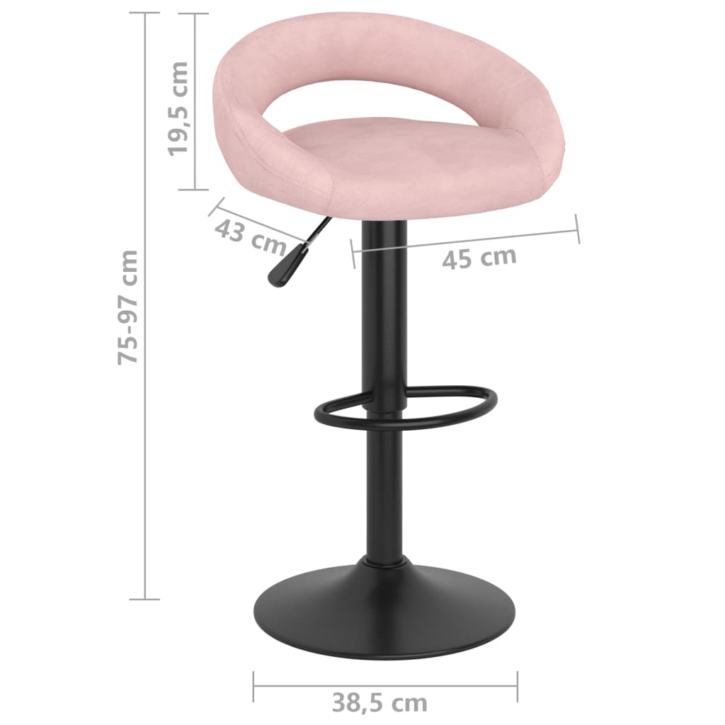 Σκαμπό Μπαρ 2 τεμ. Ροζ Βελούδινο - Pakobazaar