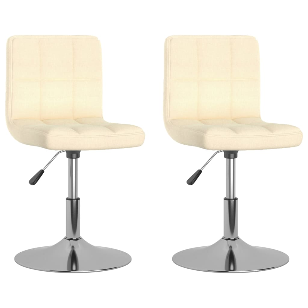 Καρέκλες Τραπεζαρίας Περιστρεφόμενες 2 τεμ. Κρεμ Υφασμάτινες