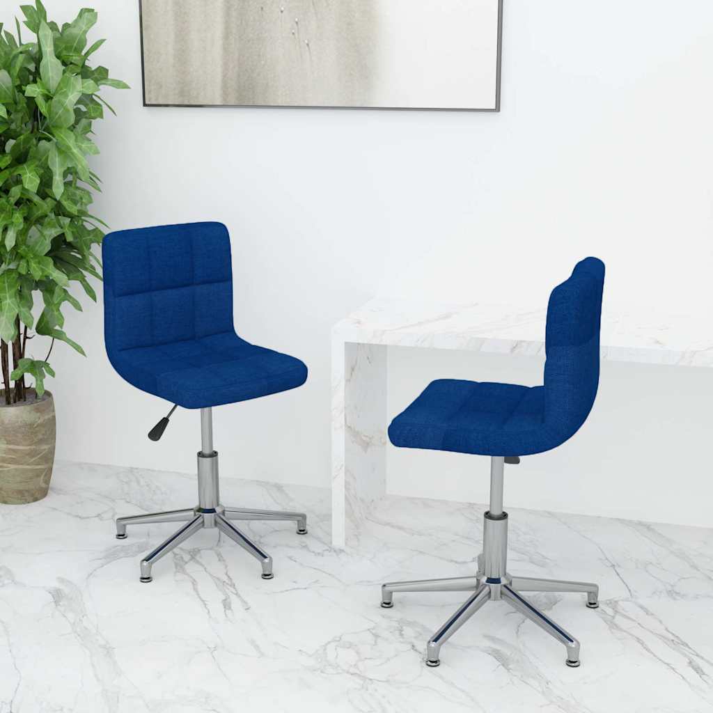 Καρέκλες Τραπεζαρίας Περιστρεφόμενες 2 τεμ. Μπλε Υφασμάτινες