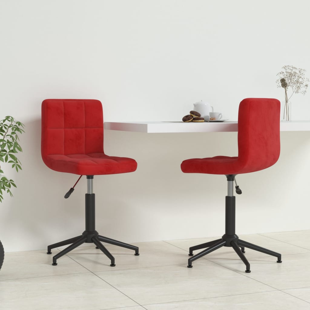 Καρέκλες Τραπεζαρίας Περιστρεφόμενες 2 τεμ. Μπορντό Βελούδινες