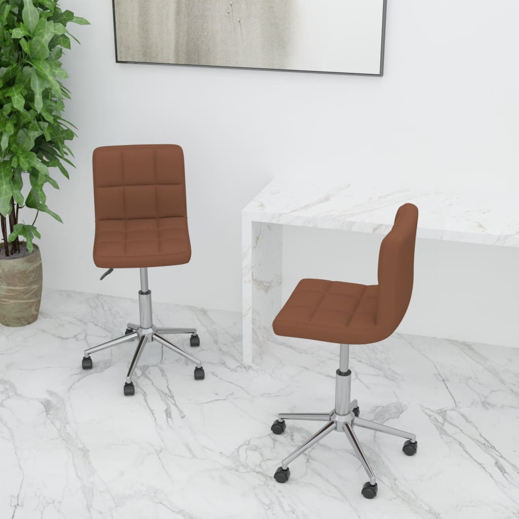 Καρέκλες Τραπεζαρίας Περιστρεφόμενες 2 τεμ. Καφέ Υφασμάτινες