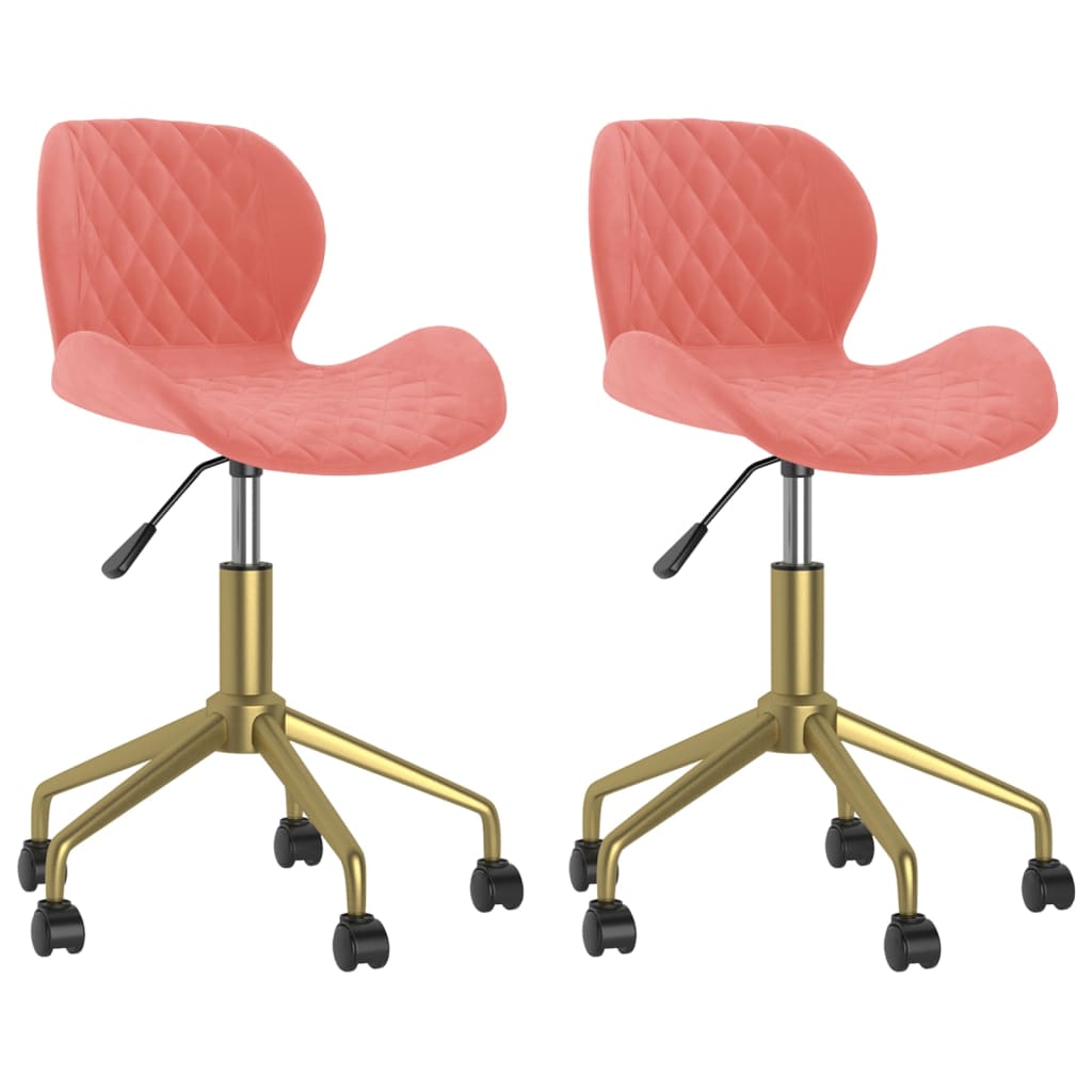 335034  Swivel Dining Chairs 2 pcs Pink Velvet