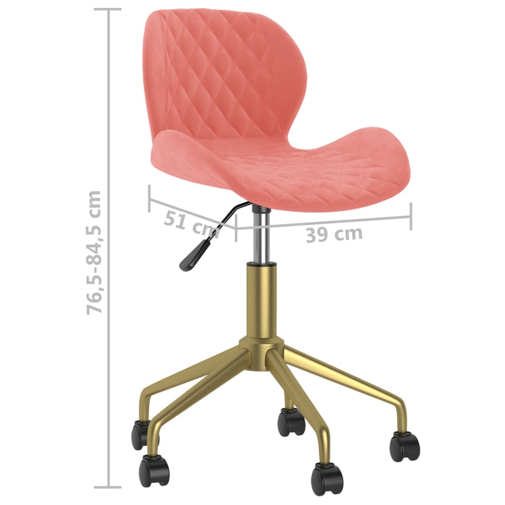 335034  Swivel Dining Chairs 2 pcs Pink Velvet