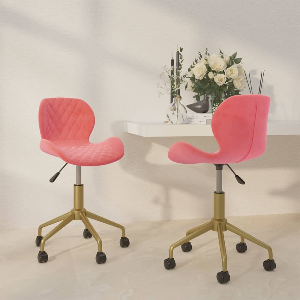 335034  Swivel Dining Chairs 2 pcs Pink Velvet