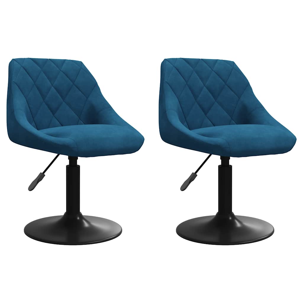 Καρέκλες Τραπεζαρίας Περιστρεφόμενες 2 τεμ. Μπλε Βελούδινες