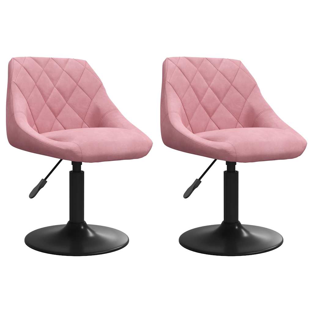 Καρέκλες Τραπεζαρίας Περιστρεφόμενες 2 τεμ. Ροζ Βελούδινες