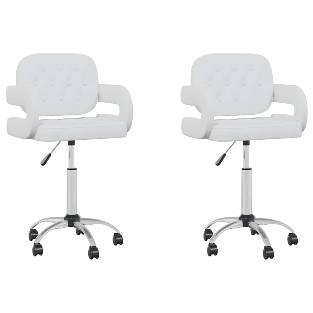 Καρέκλες Τραπεζαρίας Περιστρεφόμενες 2 τεμ. Λευκές Συνθ. Δέρμα