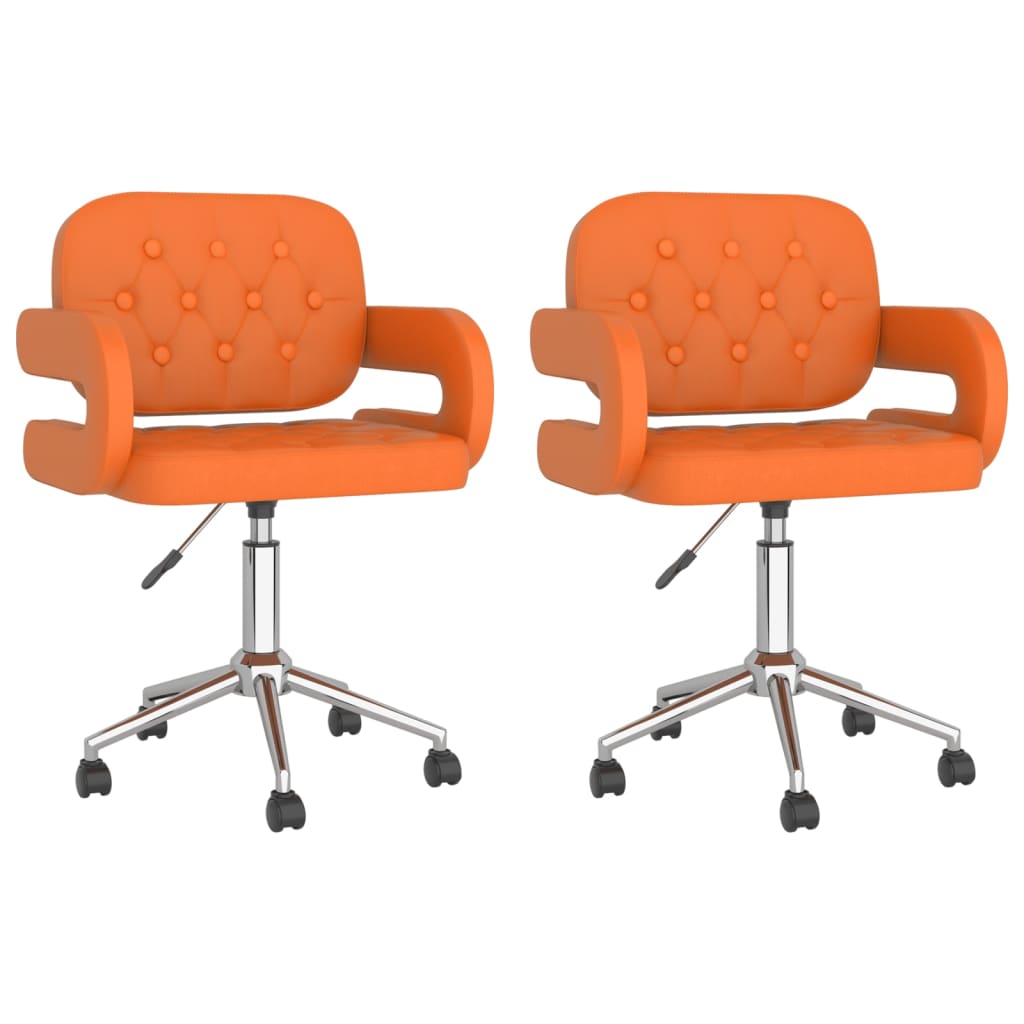 Καρέκλες Τραπεζαρίας Περιστρεφόμενες 2 τεμ. Πορτοκαλί Δερματίνη