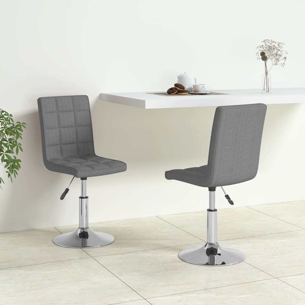 Καρέκλες Τραπεζαρίας Περιστρεφόμενες 2 τεμ Αν. Γκρι Υφασμάτινες