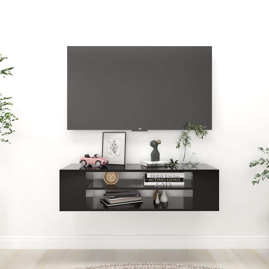 Έπιπλο Τηλεόρασης Κρεμαστό Μαύρο 100 x 30 x 26,5 εκ Επεξ. Ξύλο - Pakobazaar