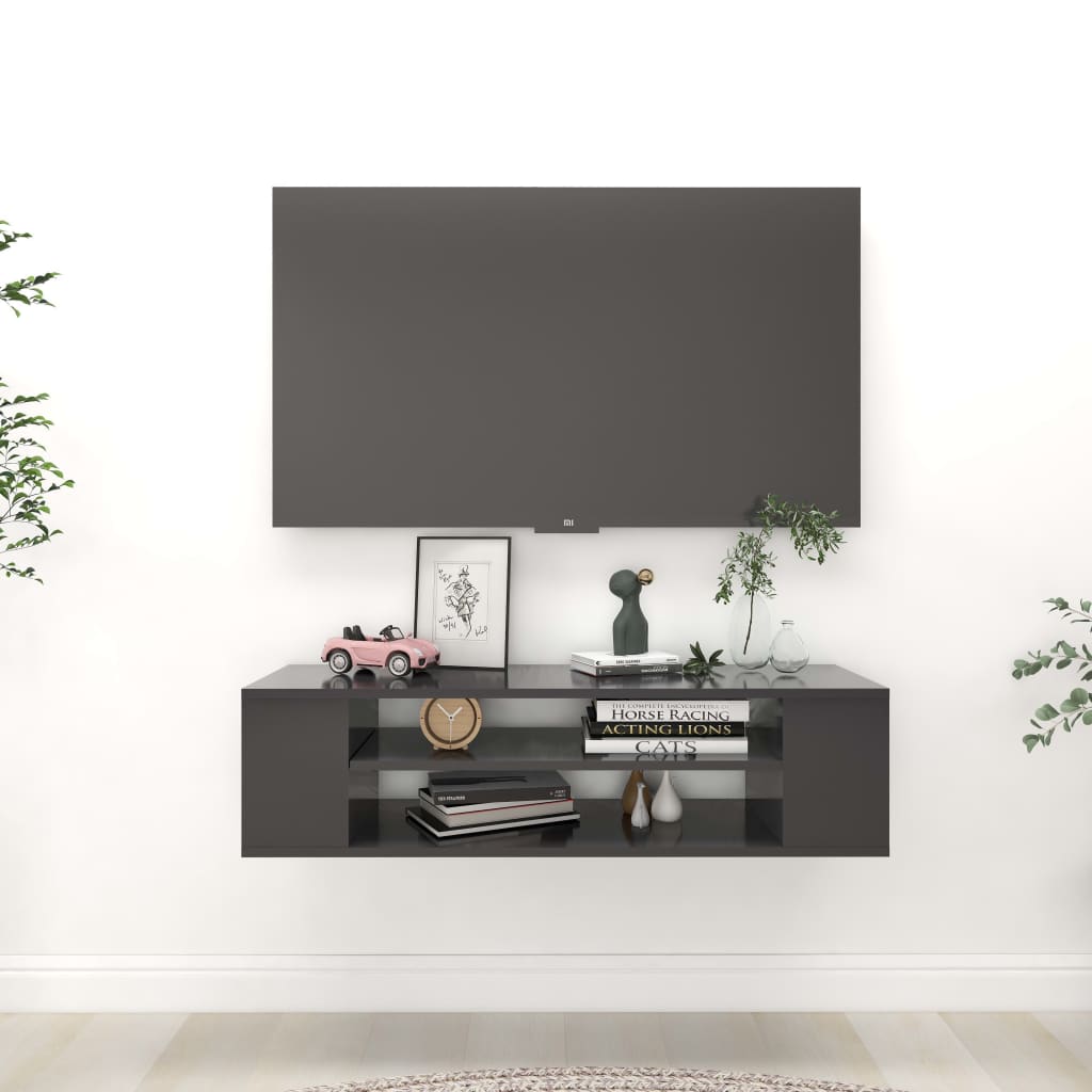 Έπιπλο Τηλεόρασης Κρεμαστό Γκρι 100x30x26,5 εκ. από Επεξ. Ξύλο