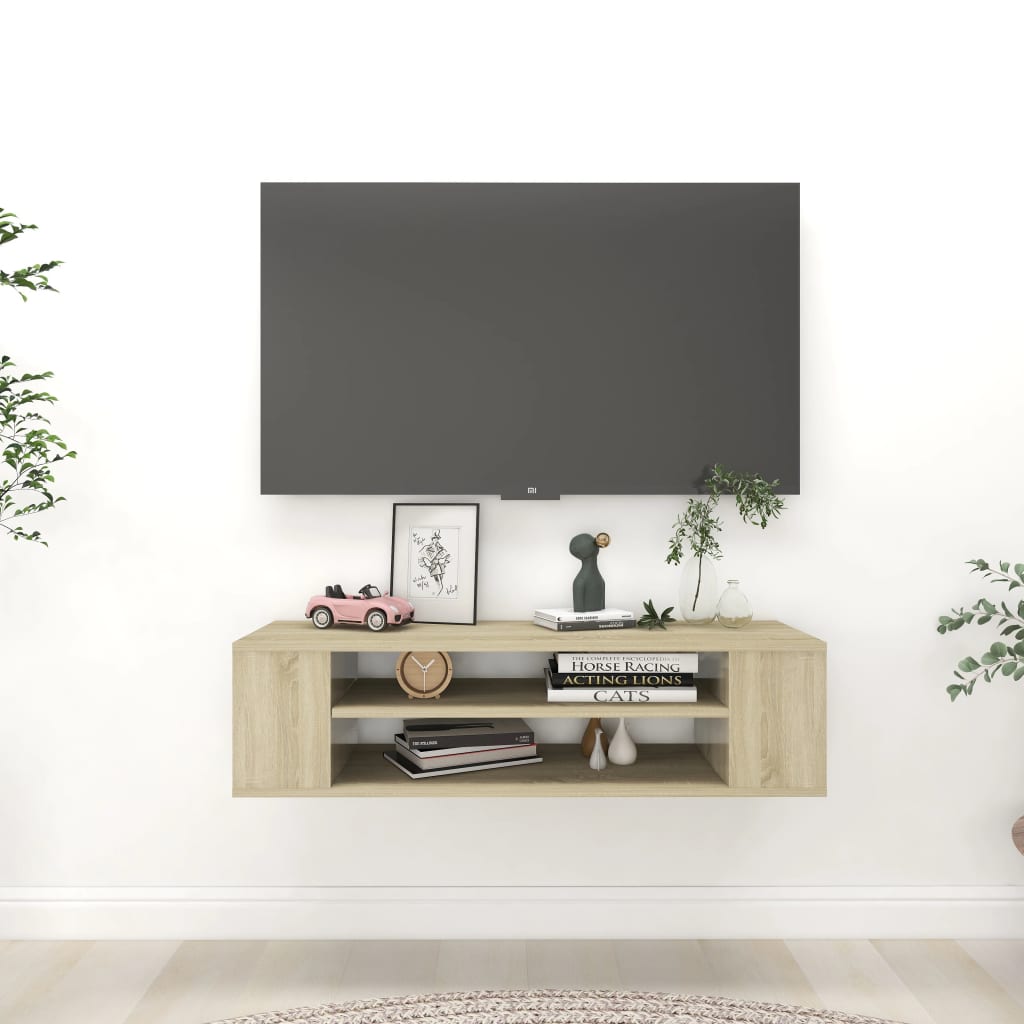 Έπιπλο Τηλεόρασης Κρεμ. Sonoma Δρυς 100x30x26,5 εκ. Επεξ. Ξύλο