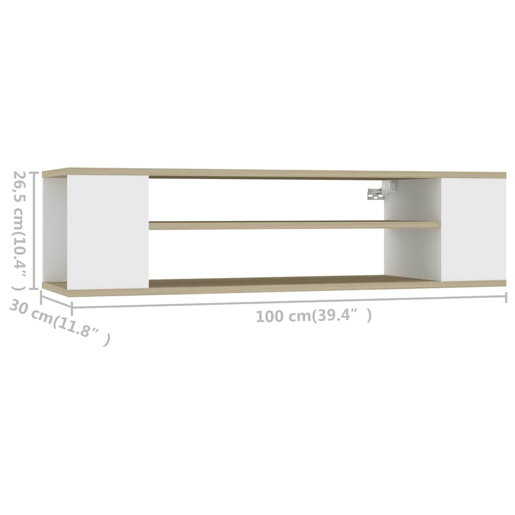 Έπιπλο Τηλεόρασης Λευκό/Sonoma Δρυς 100x30x26,5 εκ. Επεξ. Ξύλο