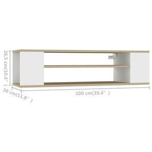 Έπιπλο Τηλεόρασης Λευκό/Sonoma Δρυς 100x30x26,5 εκ. Επεξ. Ξύλο
