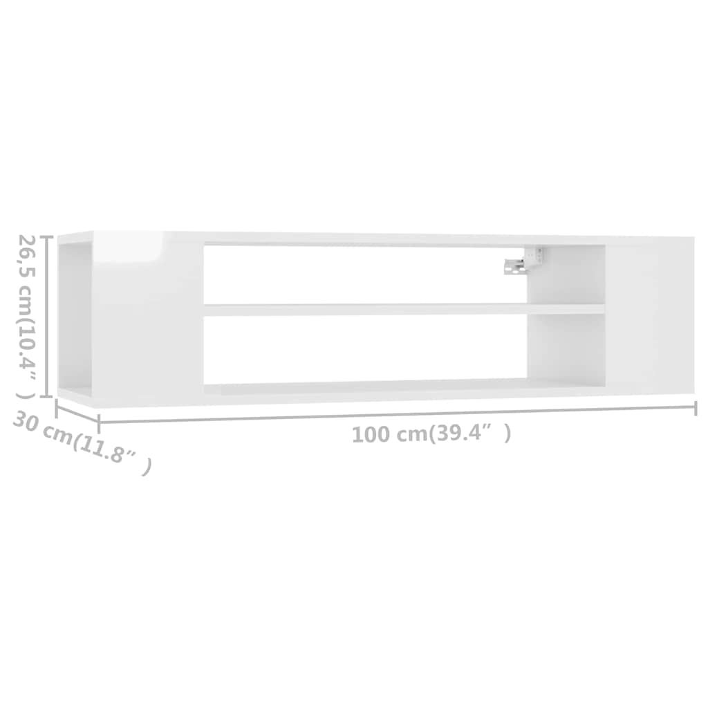 Έπιπλο Τηλεόρασης Κρεμαστό Γυαλ Λευκό 100x30x26,5εκ Επεξ. Ξύλο