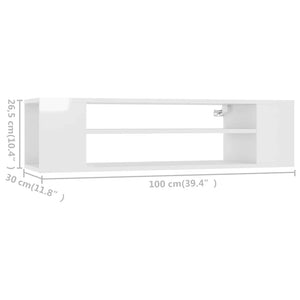 Έπιπλο Τηλεόρασης Κρεμαστό Γυαλ Λευκό 100x30x26,5εκ Επεξ. Ξύλο