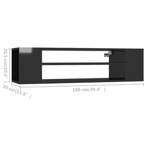 Έπιπλο Τηλεόρασης Κρεμαστό Γυαλ.Μαύρο 100x30x26,5εκ Επεξ. Ξύλο