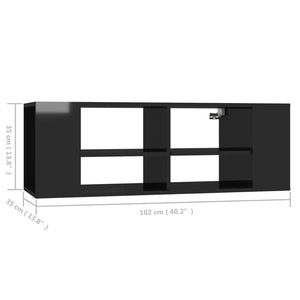 Έπιπλο Τηλεόρασης Κρεμαστό Γυαλ. Μαύρο 102x35x35 εκ Επεξ. Ξύλο