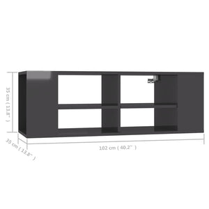 Έπιπλο Τηλεόρασης Κρεμαστό Γυαλ. Γκρι 102x35x35 εκ Επεξ. Ξύλο