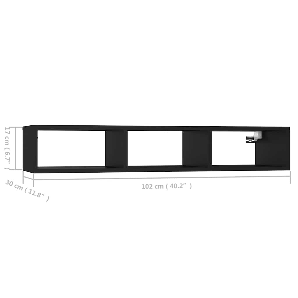 Ραφιέρα Τοίχου Μαύρο 102 x 30 x 17 εκ. από Επεξ. Ξύλο